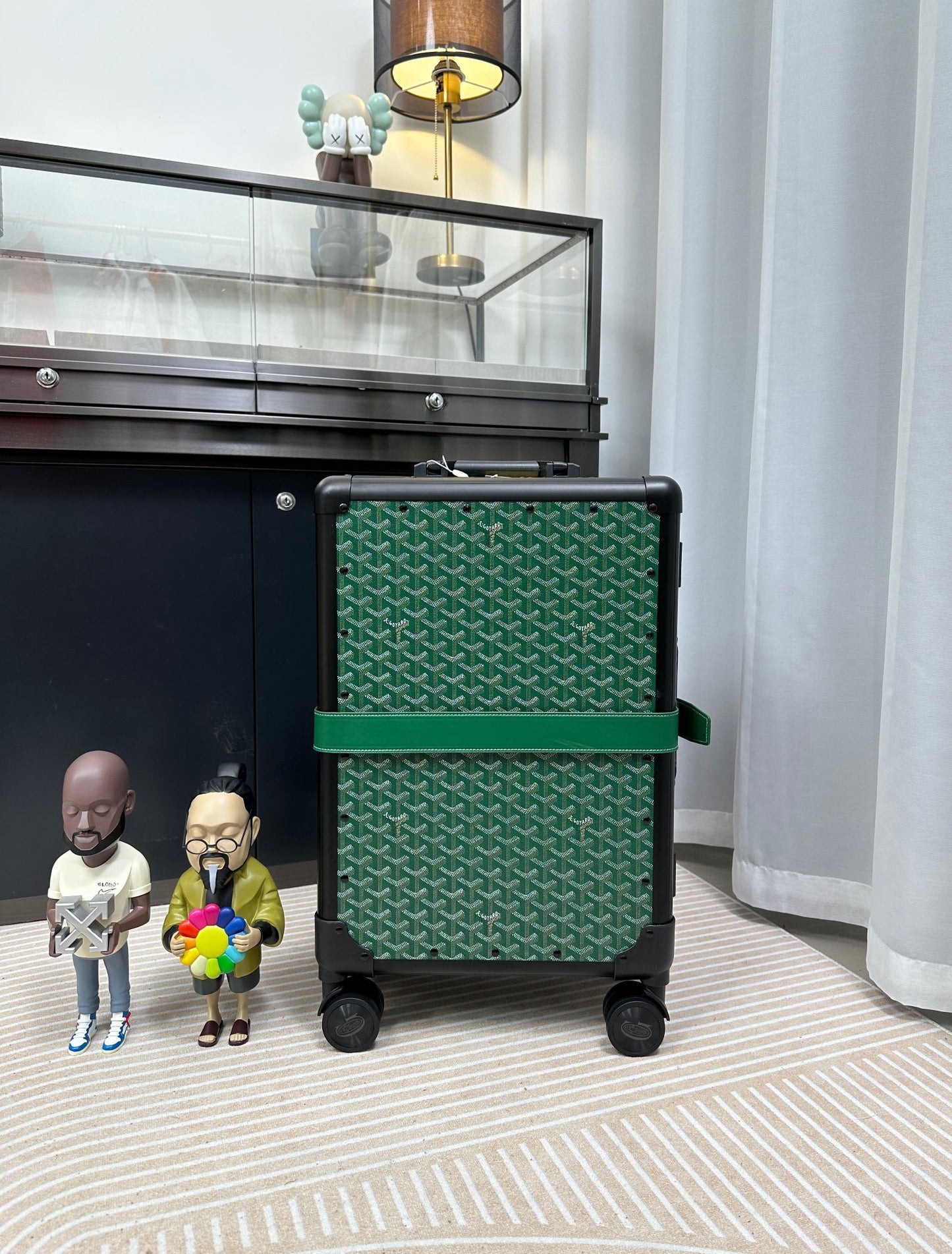 Green Geometric Pattern Hardshell Spinner Suitcase Luxury Travel Luggage