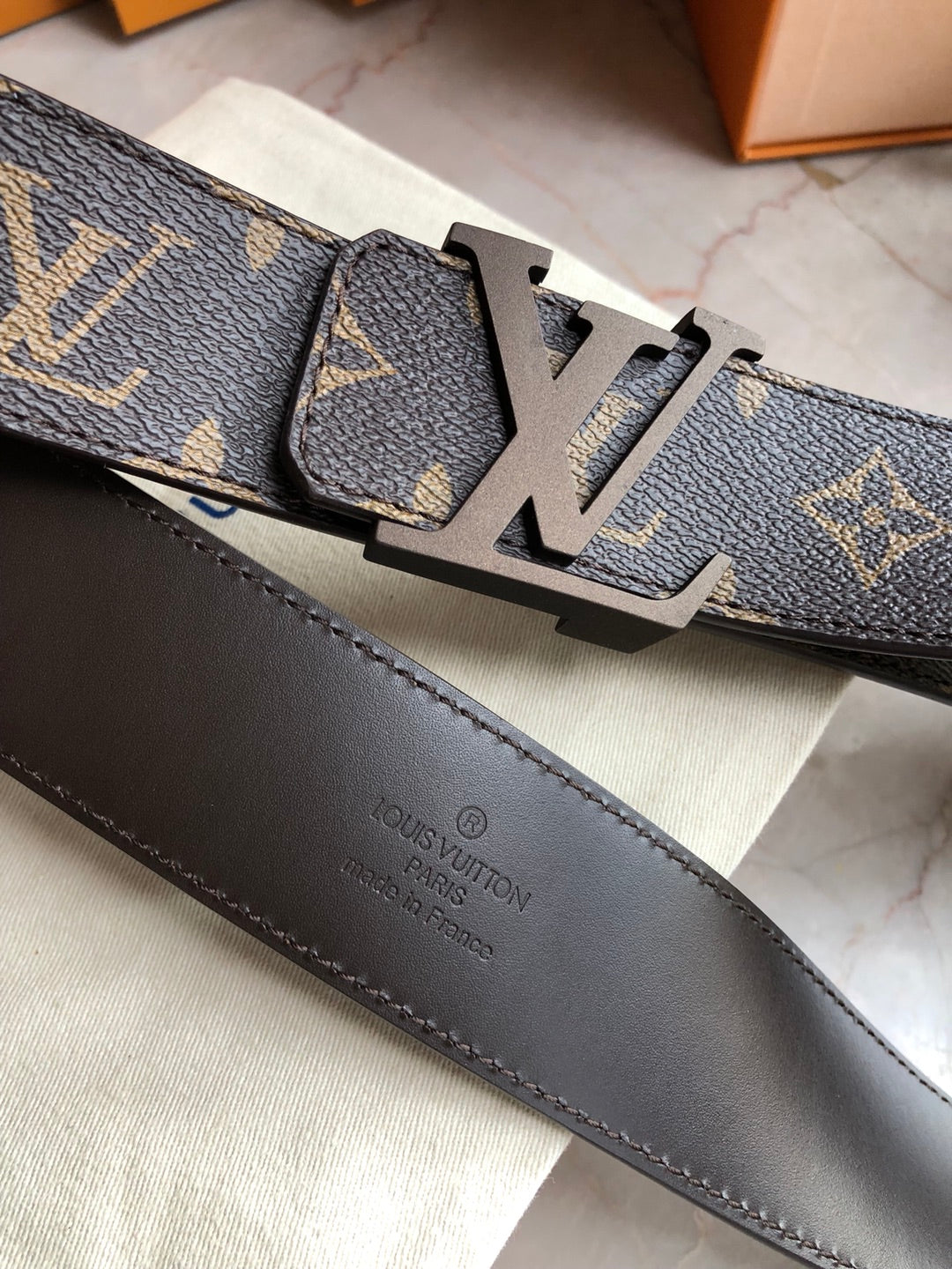 Louis Vuitton Men's LV Initiales 40mm Reversible Belt, Monogram Canvas and Black Leather