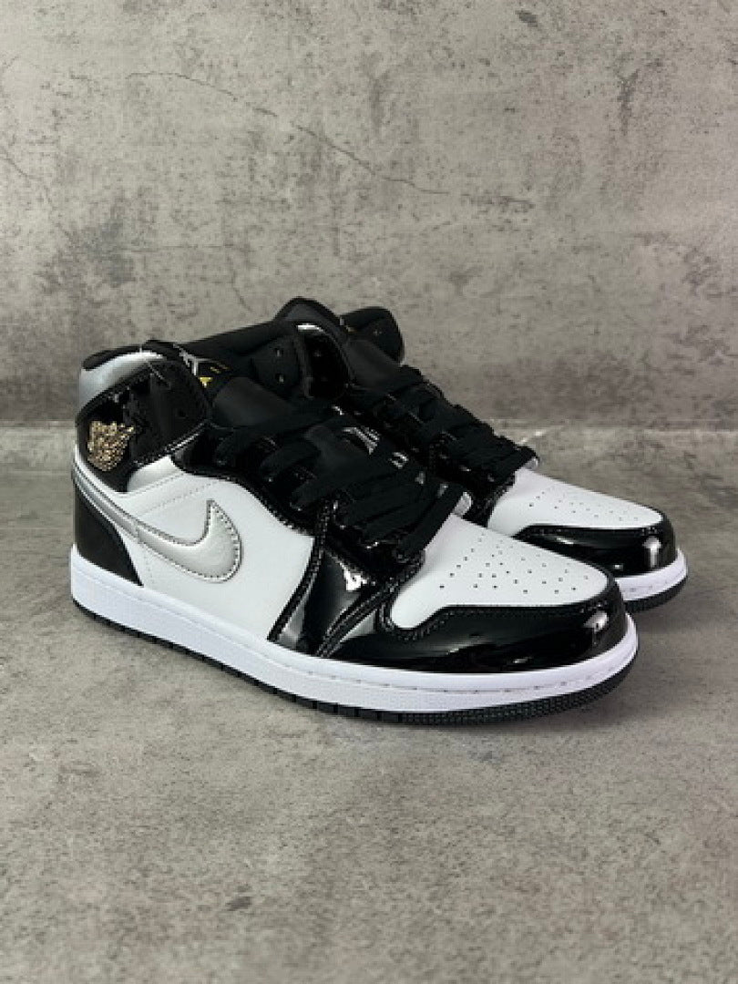 Air Jordan 1 Low SE All-Star 2021 Black White Patent Leather Metallic Silver Gold DD1650-001 Men's Sneakers