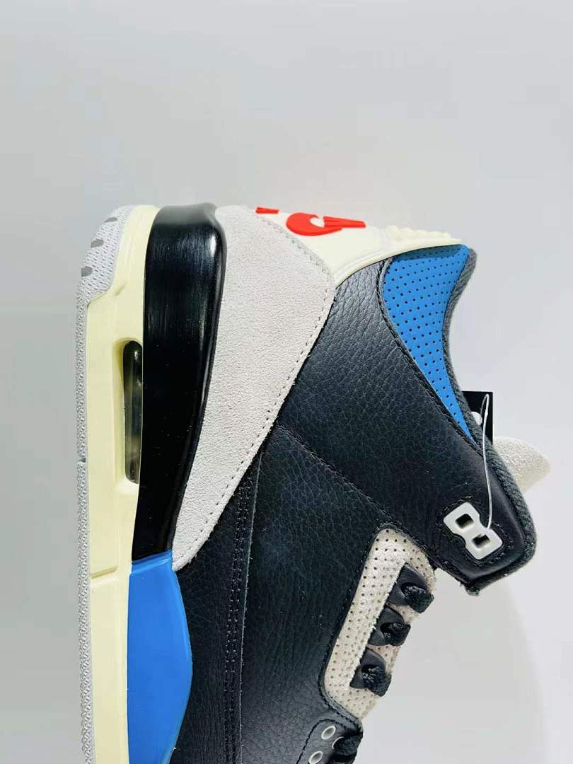 Air Jordan 3 Retro Black Royal Blue Red Sail Elephant Print Sneakers
