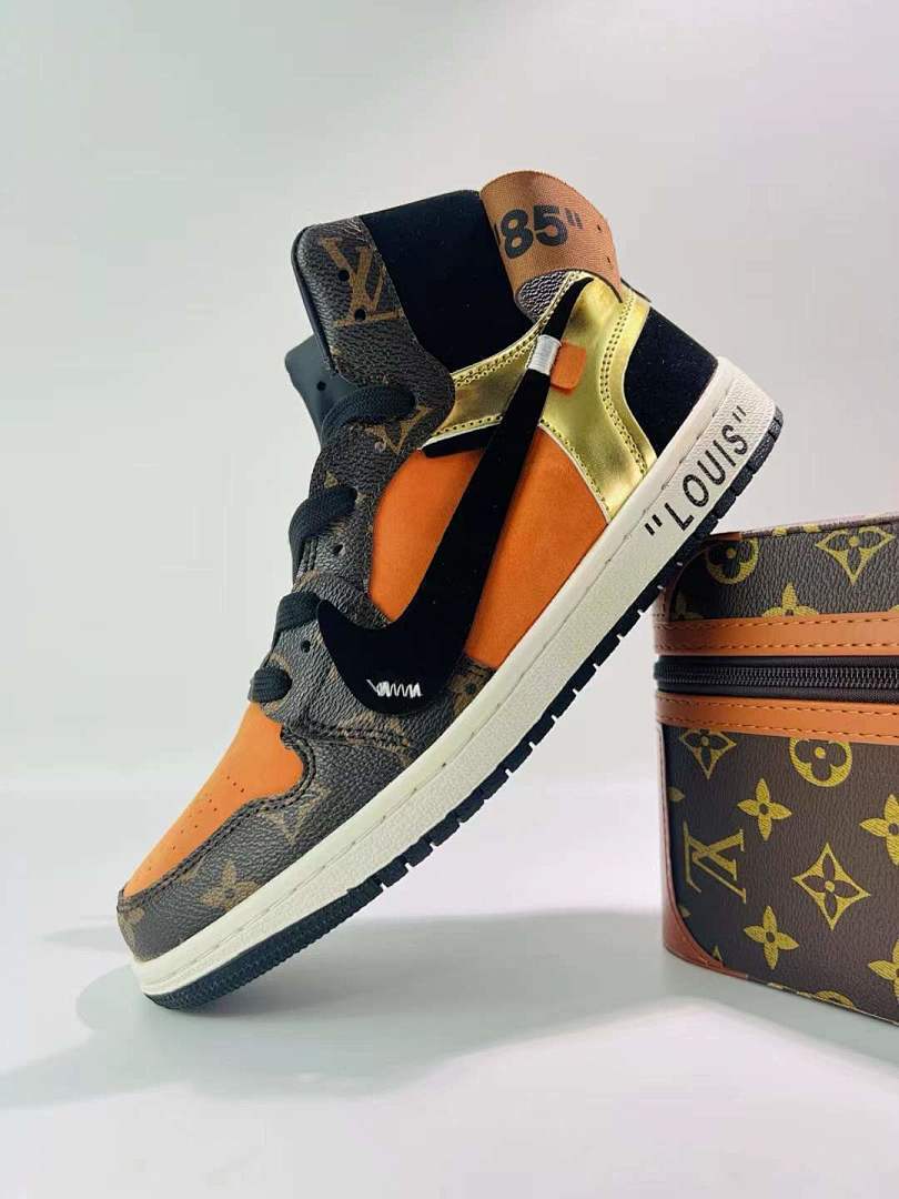 Louis Vuitton Monogram Air Jordan 1 High Orange Brown Black '85 Sneakers