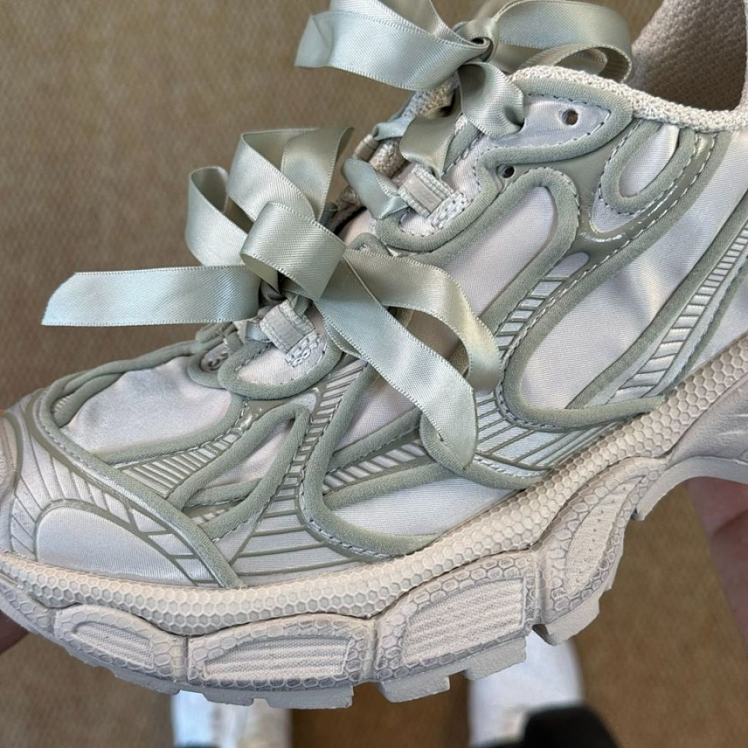 Balenciaga 3XL Trainer Sneakers Grey Green with Ribbon Laces