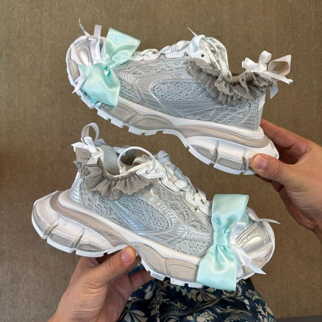 Balenciaga Runner Mesh and Nylon Trainers White Silver