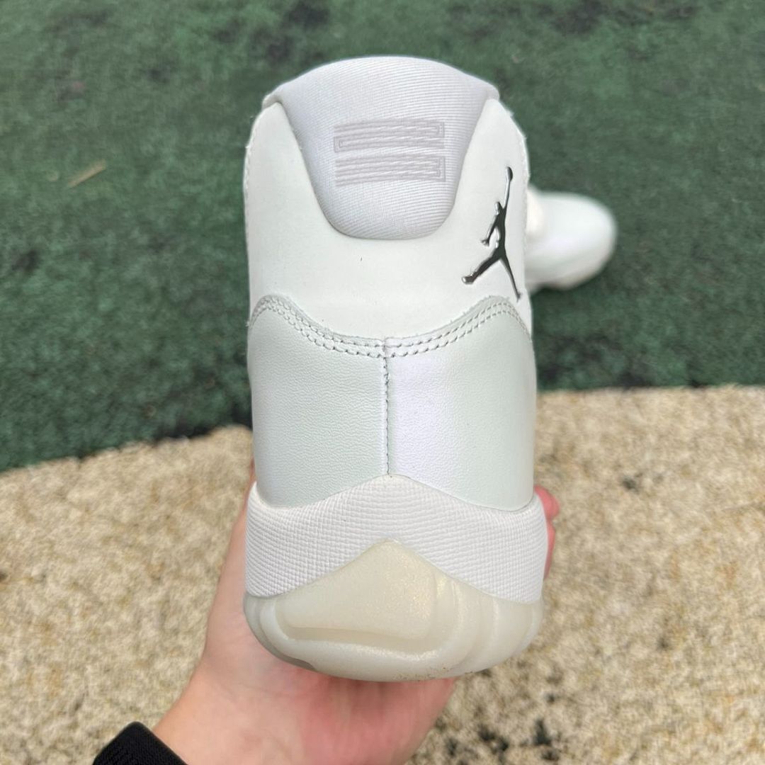 Air Jordan 11 Retro Premium Heiress Frost White Women's Sneakers 852625-100 - White/Metallic Silver/Sail Cream Shoes