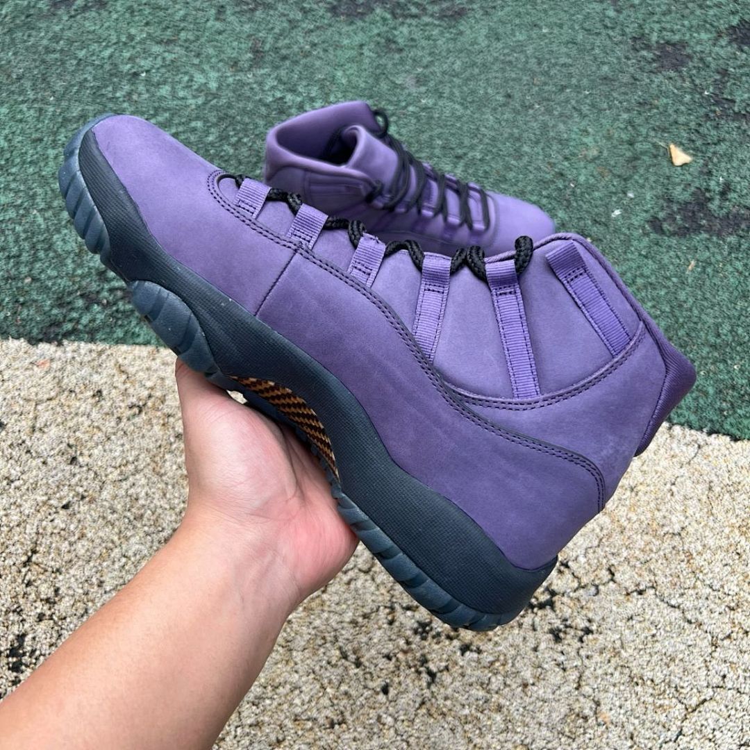 Nike Air Jordan 11 Retro PRM Heiress "Purple Rain" Suede Basketball Shoes - Purple/Black (852625-500)