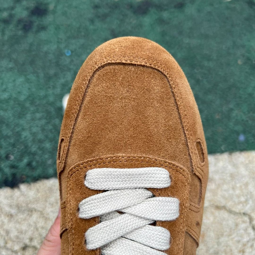 Loro Piana Men's Kummel Suede Laced Walk Sneakers Cream Stripe