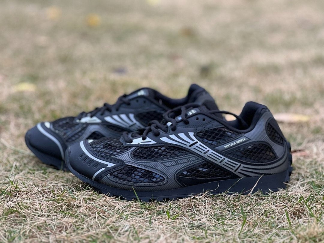 Bottega Veneta Orbit Black Mesh & Rubber Sneakers | Men's Luxury Designer Trainers | Style Code: 760434VBR70 8122