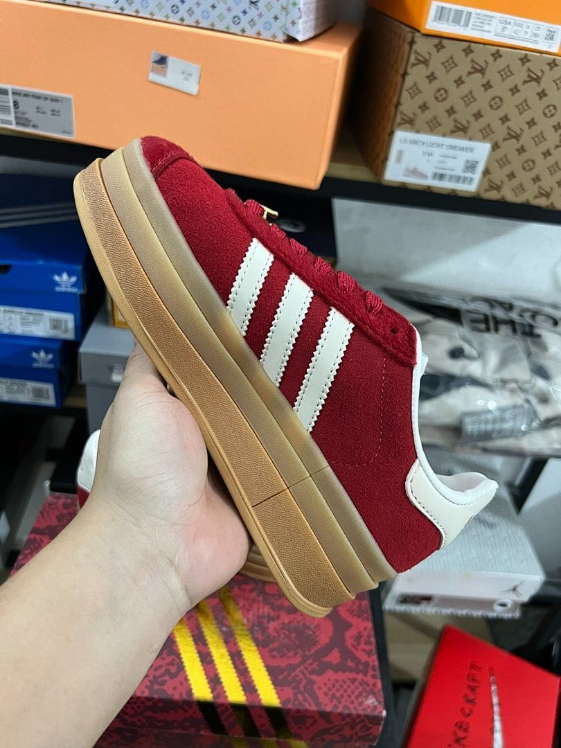 Adidas Gazelle Bold Better Scarlet Cloud White Gum Platform Shoes HQ6616