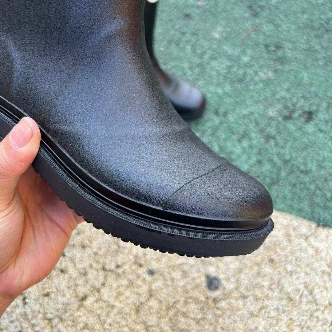 Celine Boots in Rubber with Celine Signature Black Women's Tall Rain Boots Wellies
