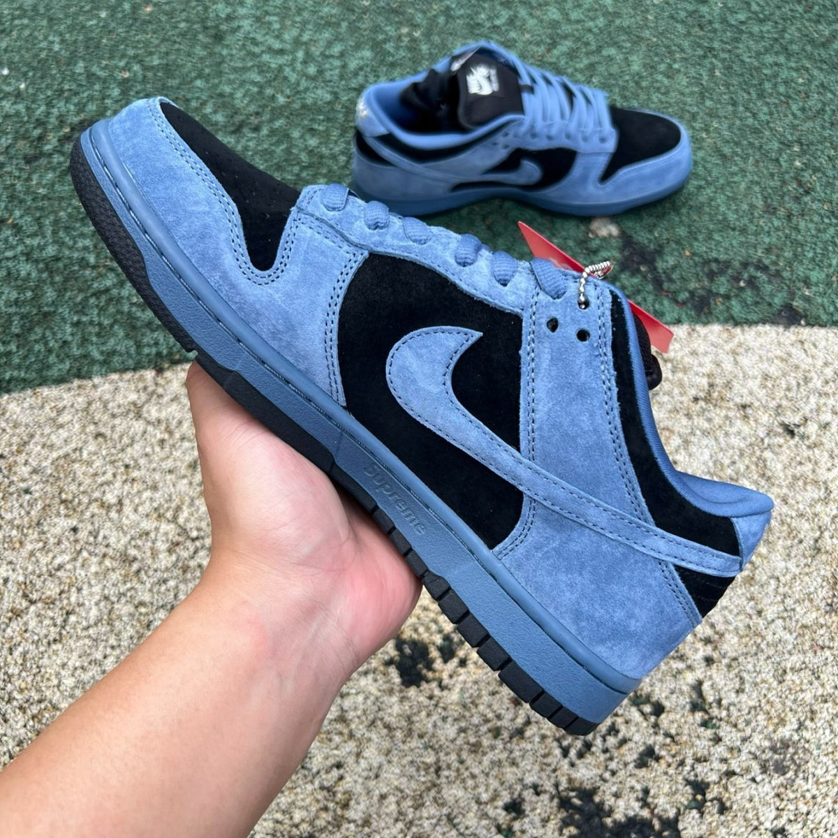 Supreme x Nike Dunk Low SB in the "Ocean Fog"