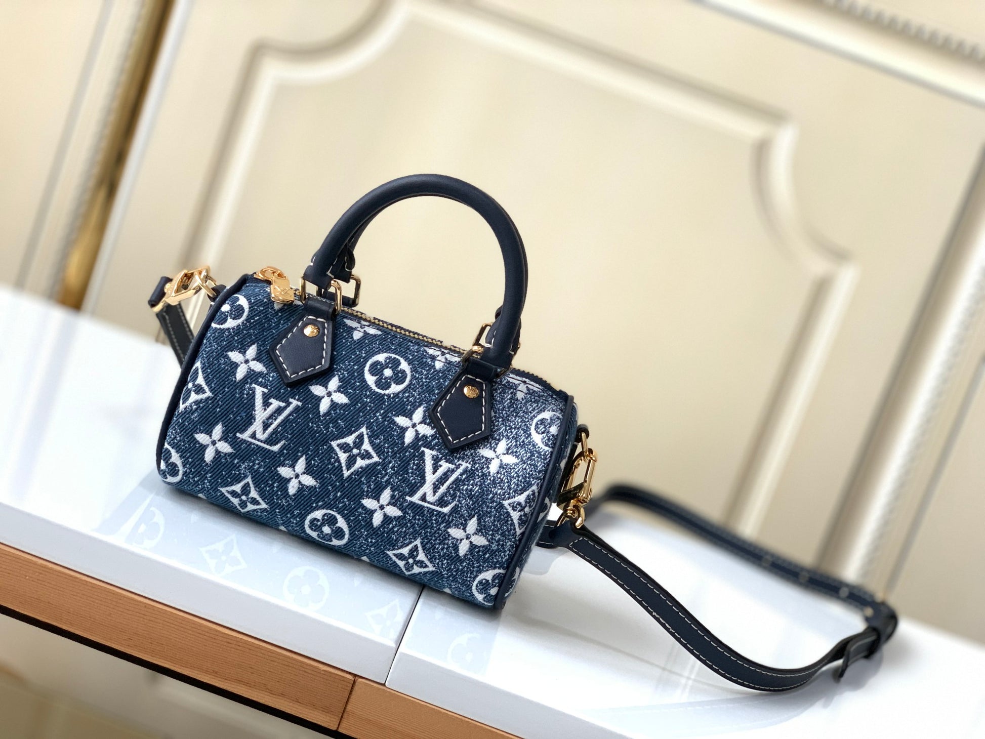 Louis Vuitton Nano Speedy Monogram Denim Handbag - Blue
