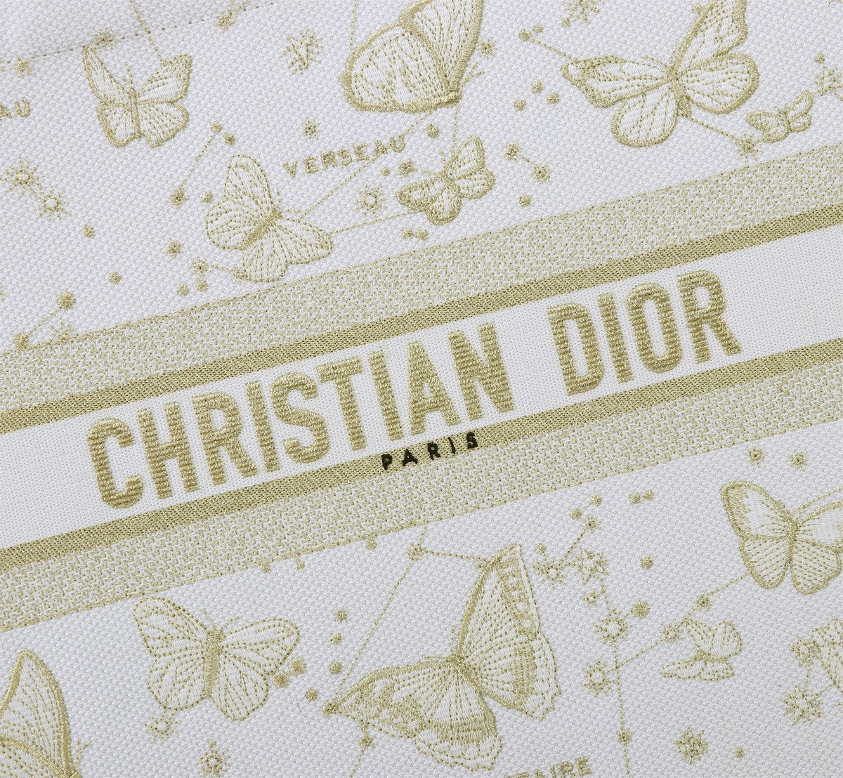 Christian Dior Large Butterfly Metamorphose Book Tote Bag - White and Gold