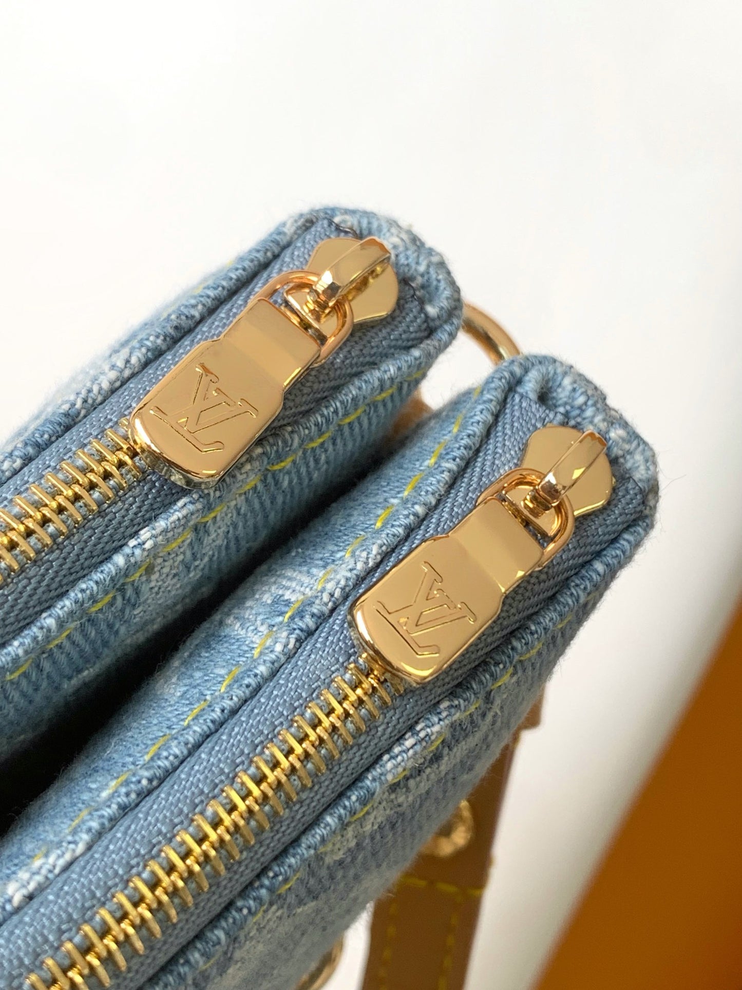 Louis Vuitton Monogram Denim Baguette Shoulder Bag with Gold-Tone Chain