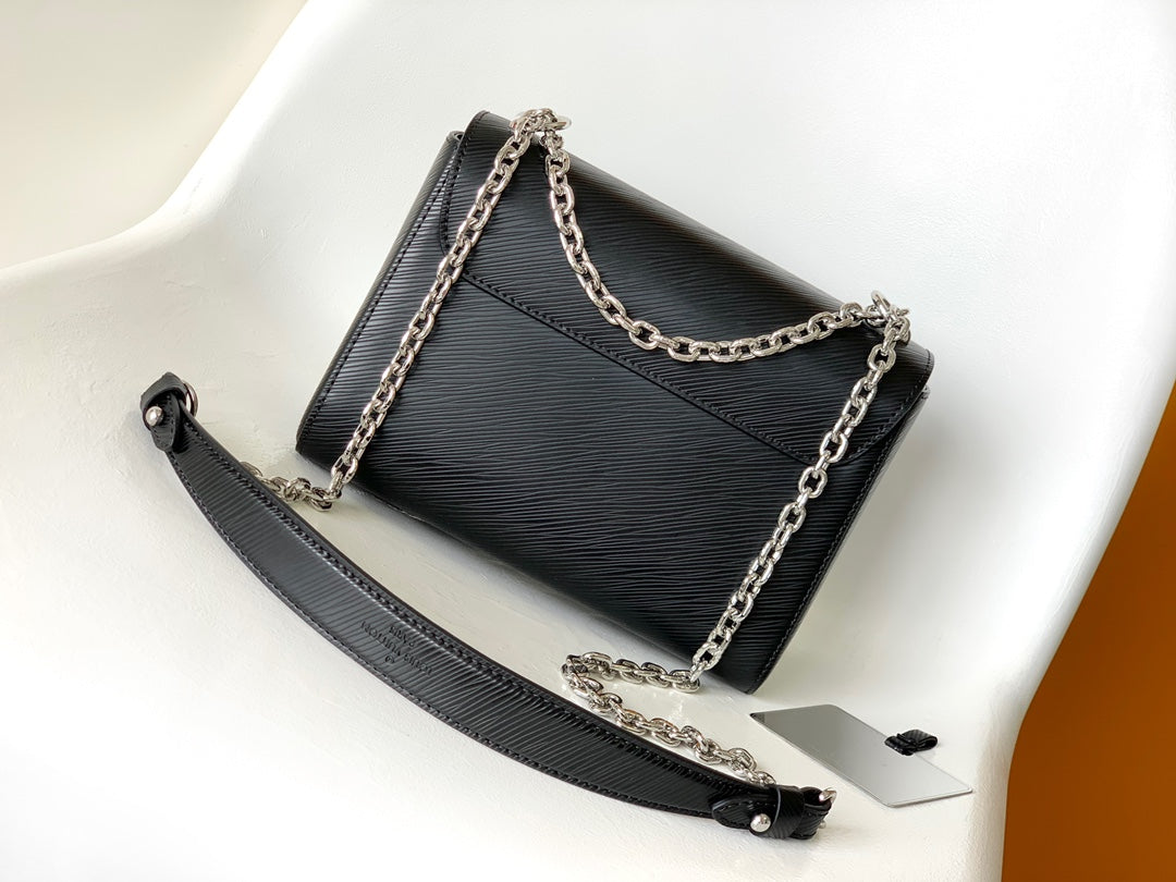 Louis Vuitton Twist MM Epi Leather Handbag - Noir with Silver Hardware