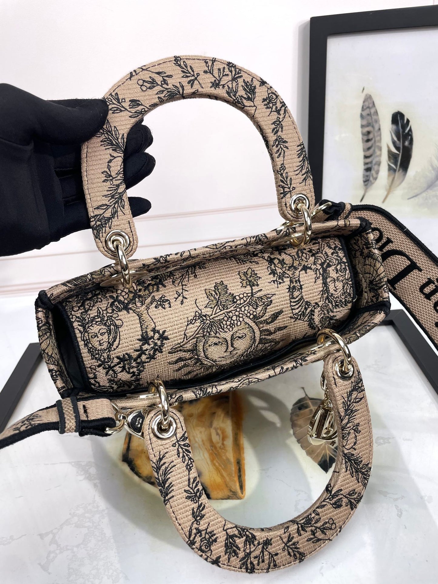 Dior Embroidered Canvas Handbag with Astrological Sun Pattern