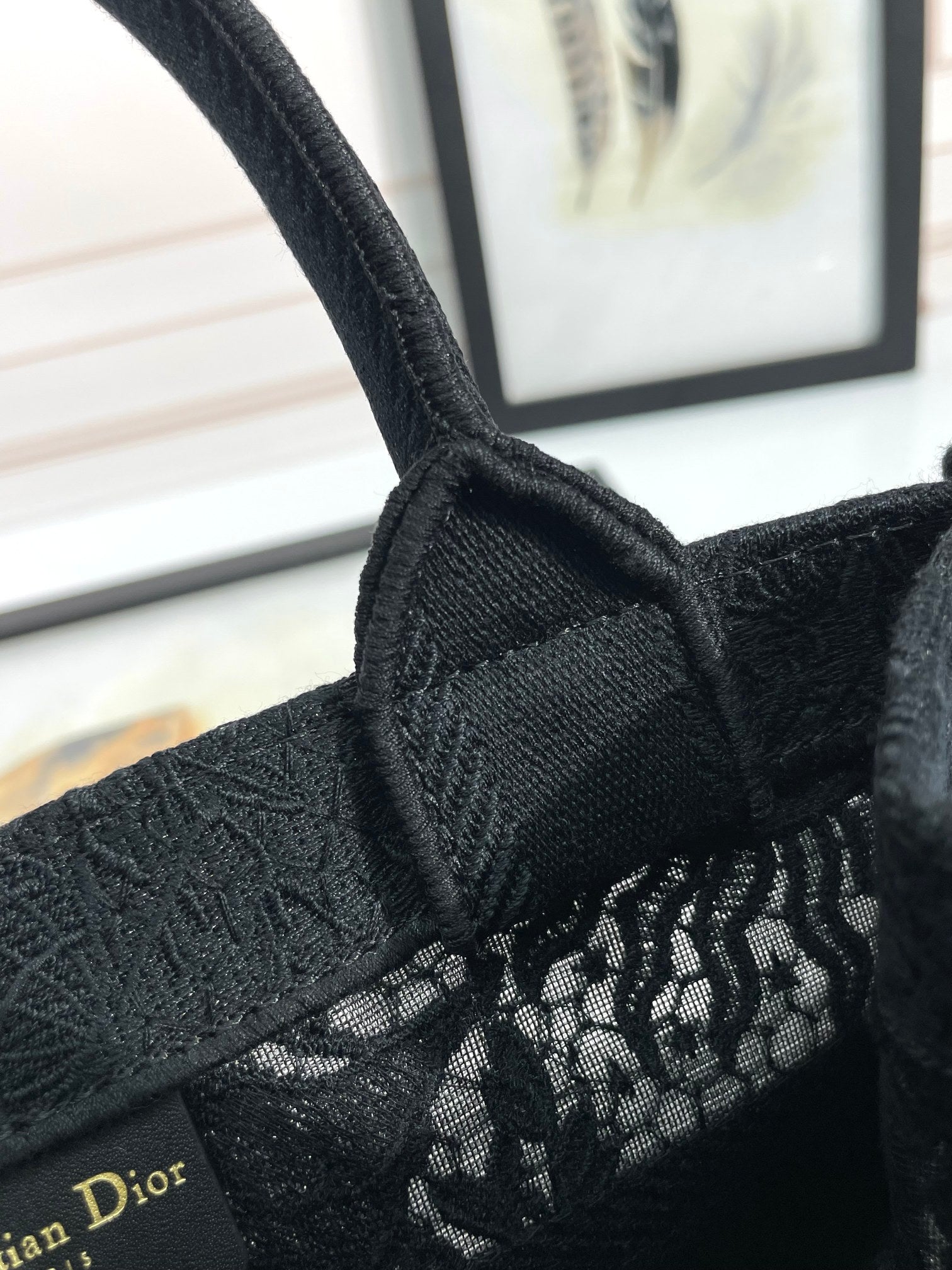 Christian Dior Small Book Tote - Black Embroidered Canvas