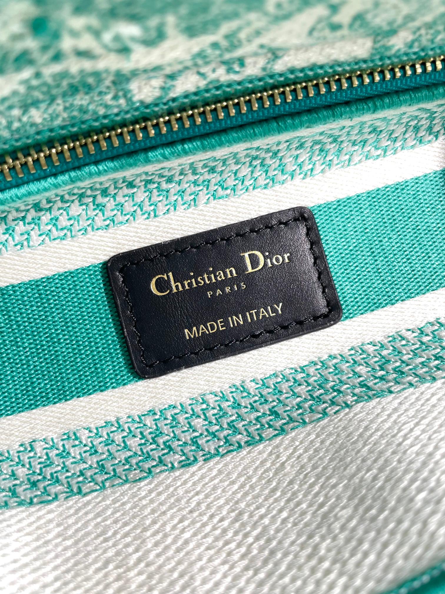 Dior Green Toile de Jouy Embroidered Canvas Top Handle Handbag