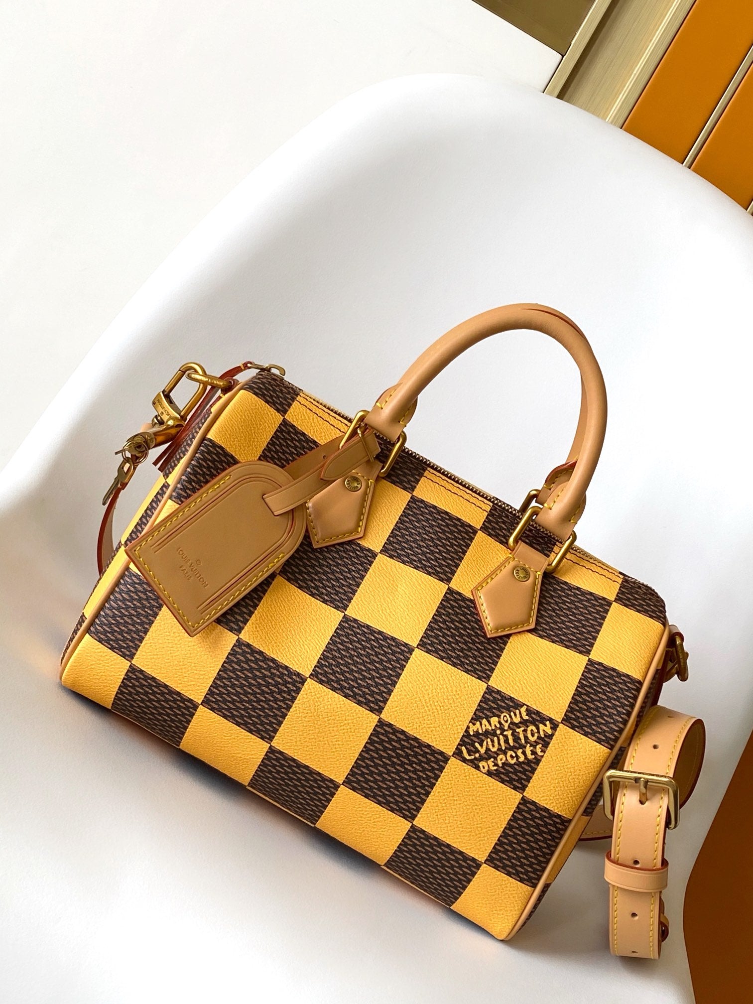 Louis Vuitton Speedy Bandoulière 25 Damier Heritage Yellow/Brown Handbag
