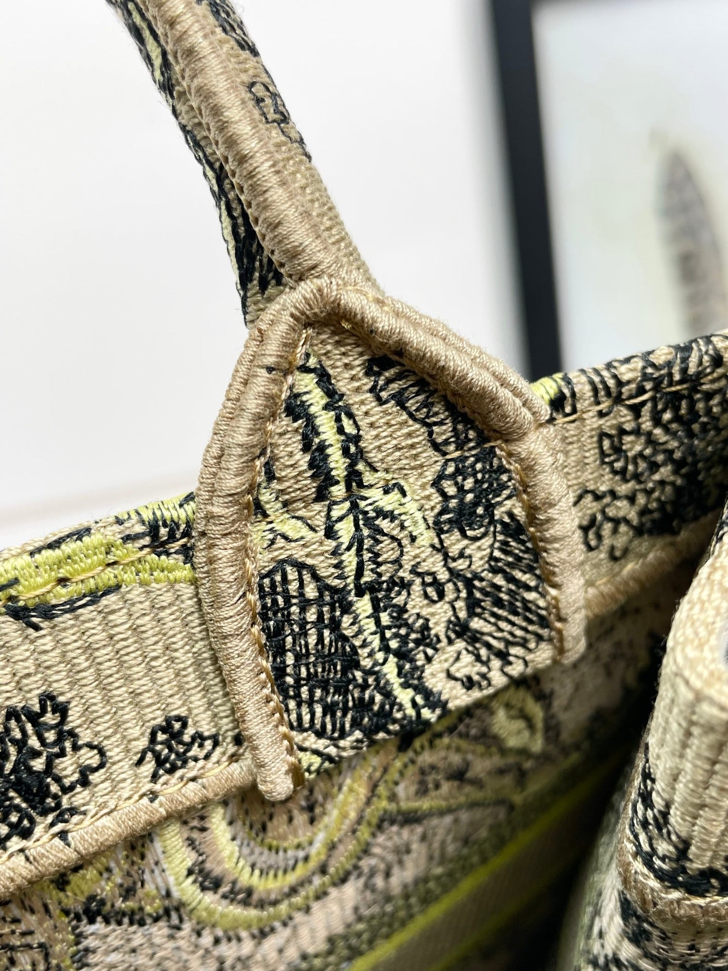 Christian Dior Large Book Tote Bag - Green Toile de Jouy Tiger Embroidery
