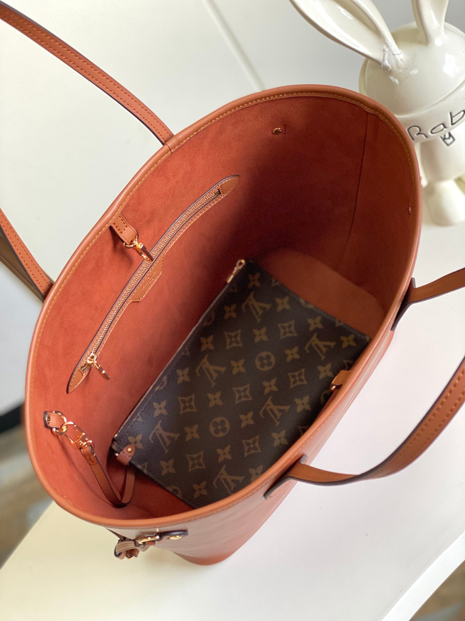Louis Vuitton Classic Brown Textured Leather Tote Bag with Side Straps