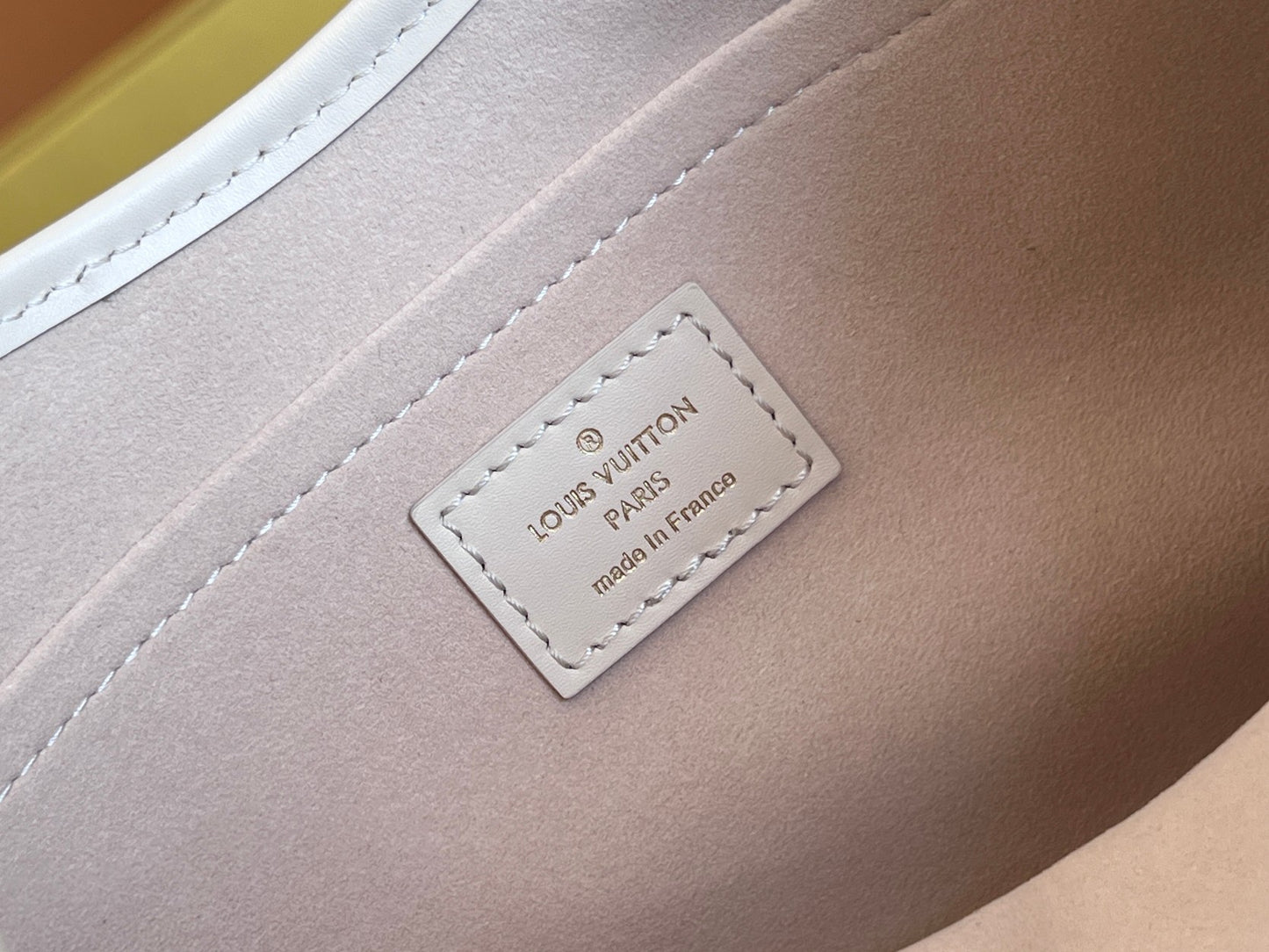 Louis Vuitton Elegant Cream Beige Embossed Leather Tote Bag with Top Handles