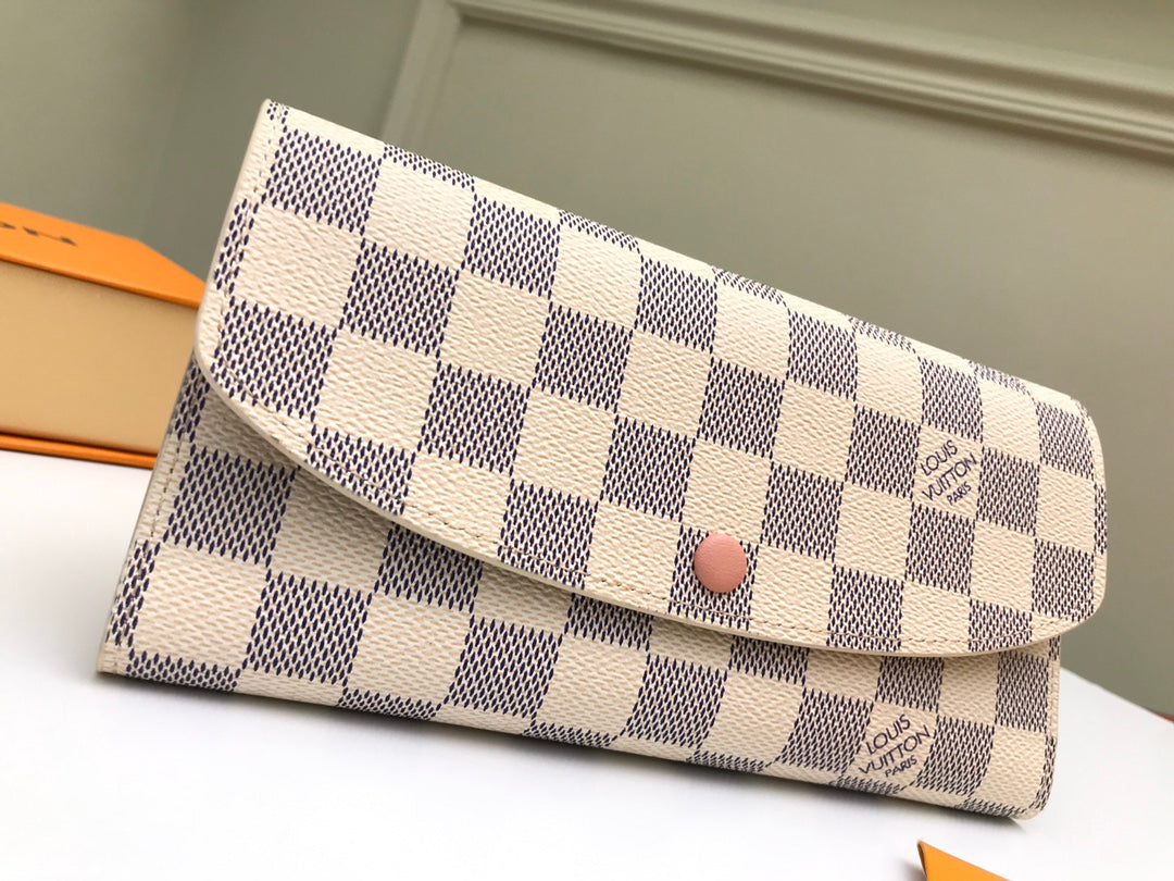 Louis Vuitton Sarah Wallet Damier Azur Canvas Rose Ballerine