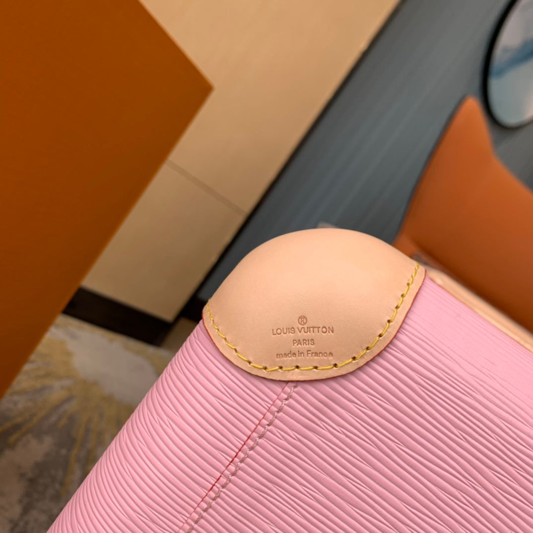 Pink Hardside Carry-On Suitcase with Leather Trim and Wheels