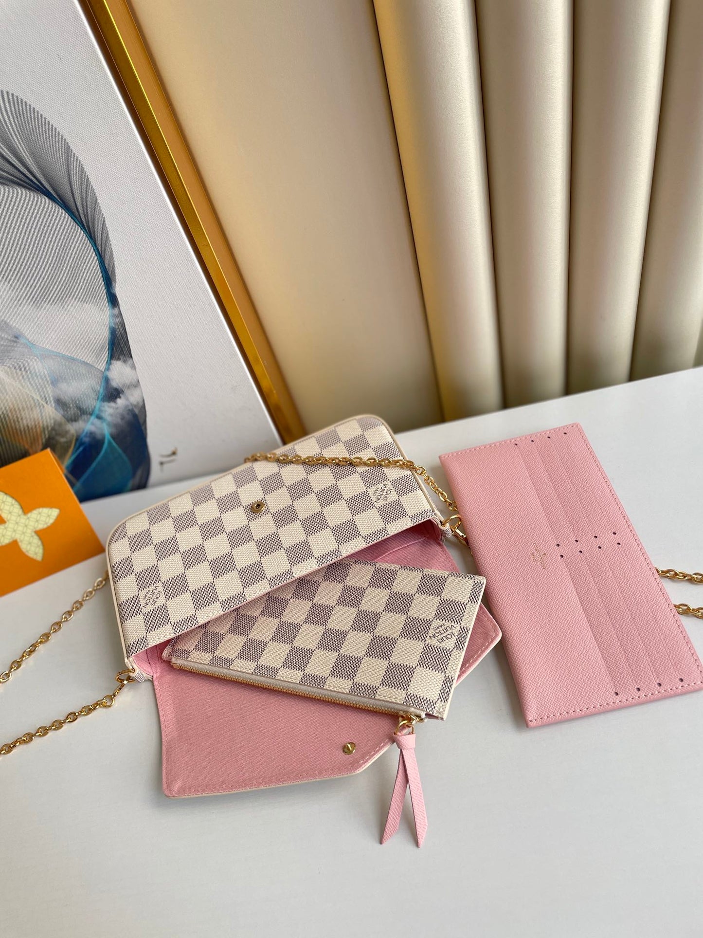 Louis Vuitton Félicie Pochette Damier Azur Canvas Crossbody Bag