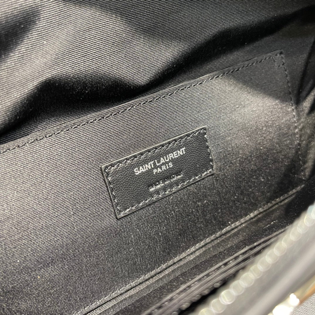 Saint Laurent Cassandre Leather Belt Bag in Black with Silver Hardware