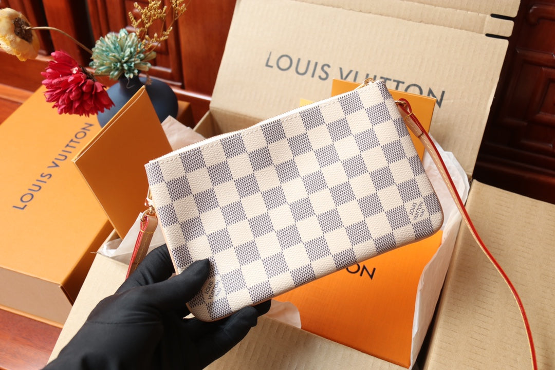 Louis Vuitton Félicie Pochette Damier Azur Canvas Crossbody Bag