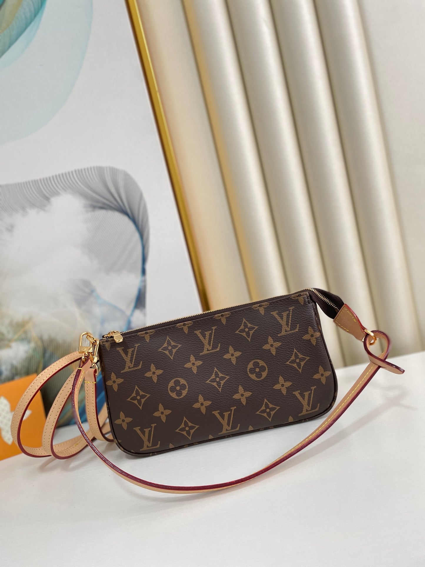 Louis Vuitton Classic Brown Monogram Print Mini Shoulder Bag Pochette