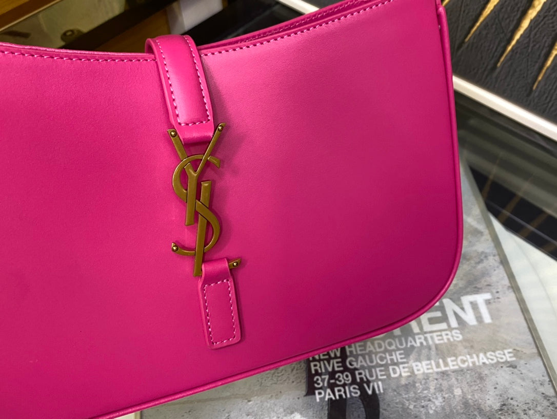 Saint Laurent Le 5 à 7 Leather Hobo Shoulder Bag - Fuchsia Pink