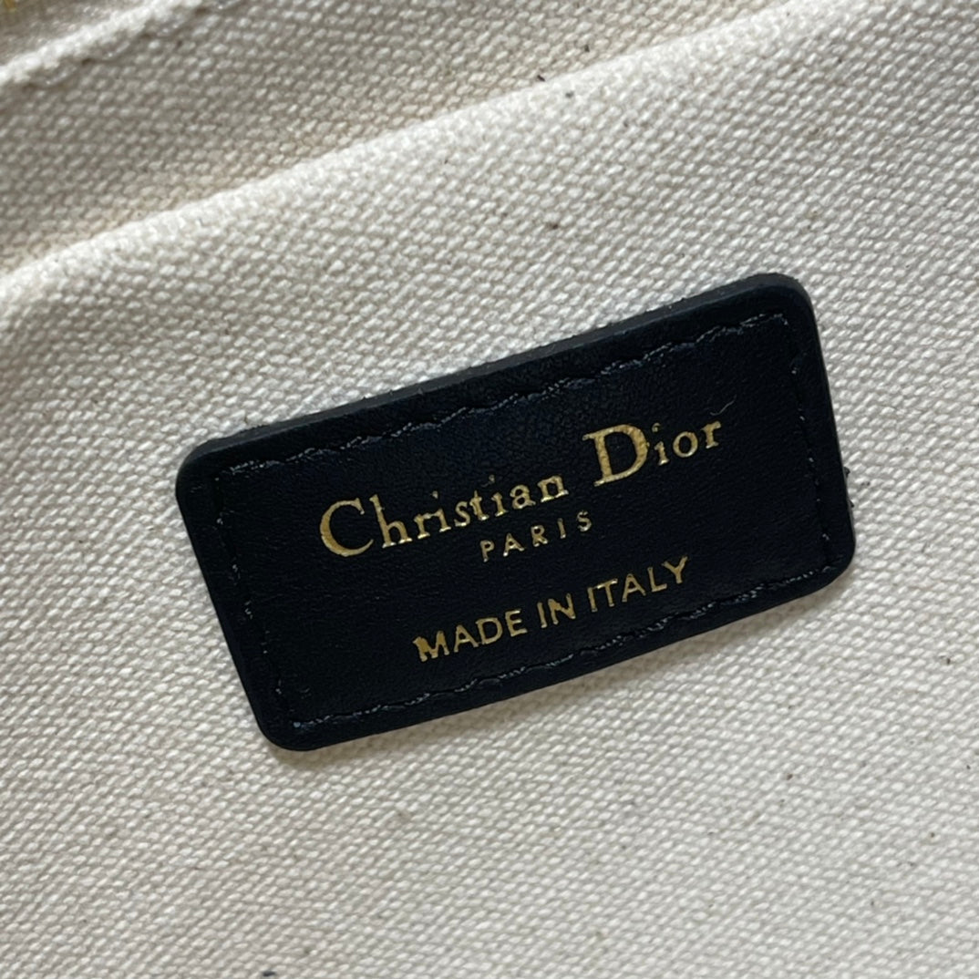 Dior Classic Black Embossed Monogram Canvas Tote Bag with Top Handles