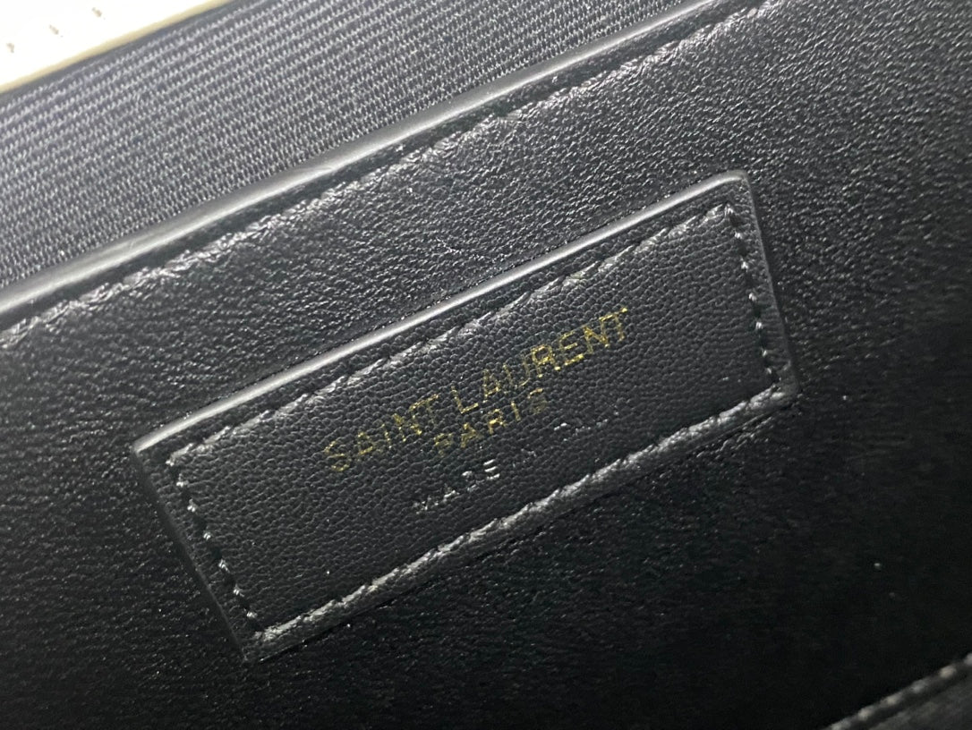 Saint Laurent Kate Tassel Medium Shoulder Bag - White Leather with Gold Hardware