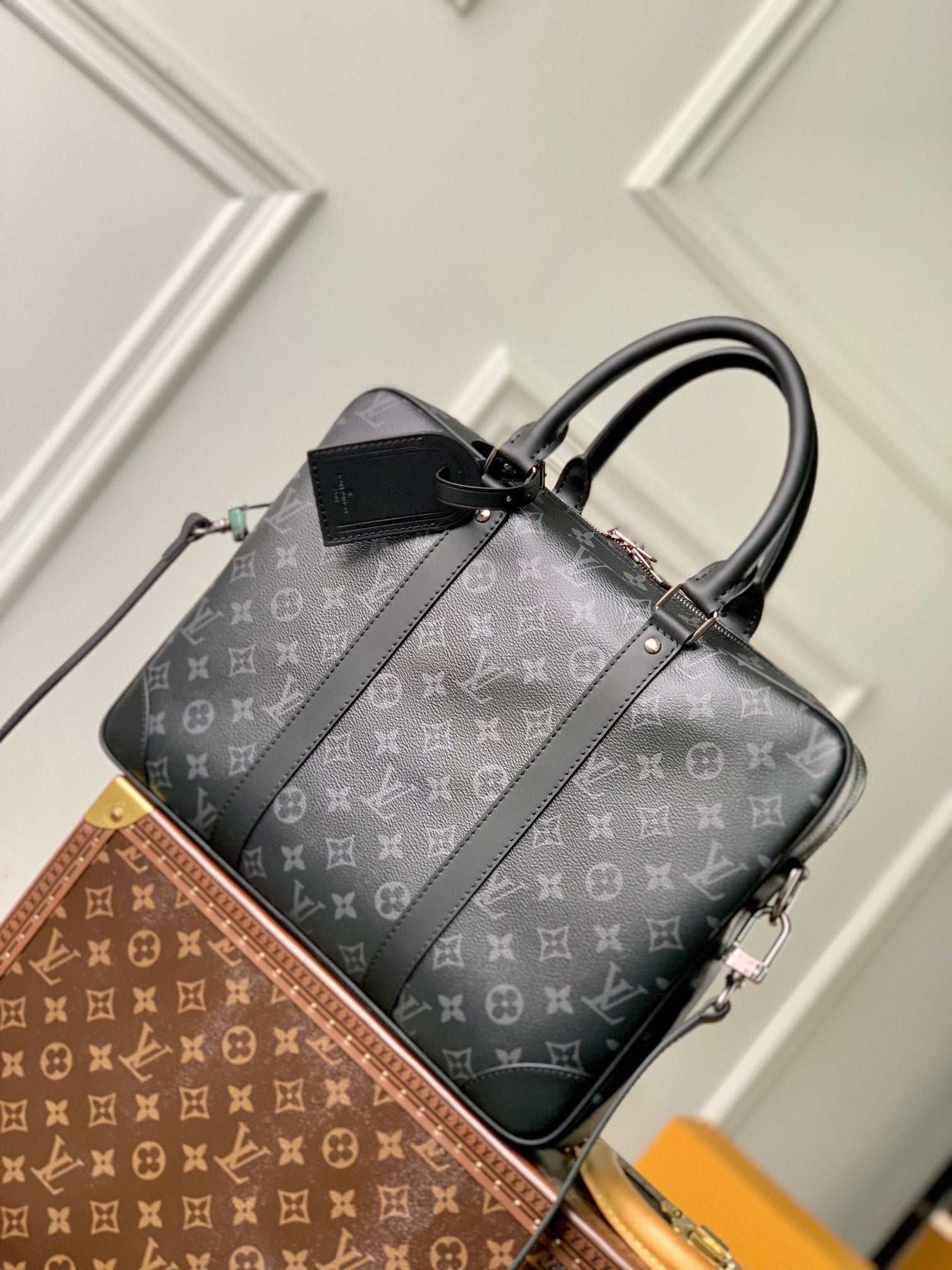 Louis Vuitton Porte-Documents Voyage PM Monogram Eclipse Canvas Briefcase
