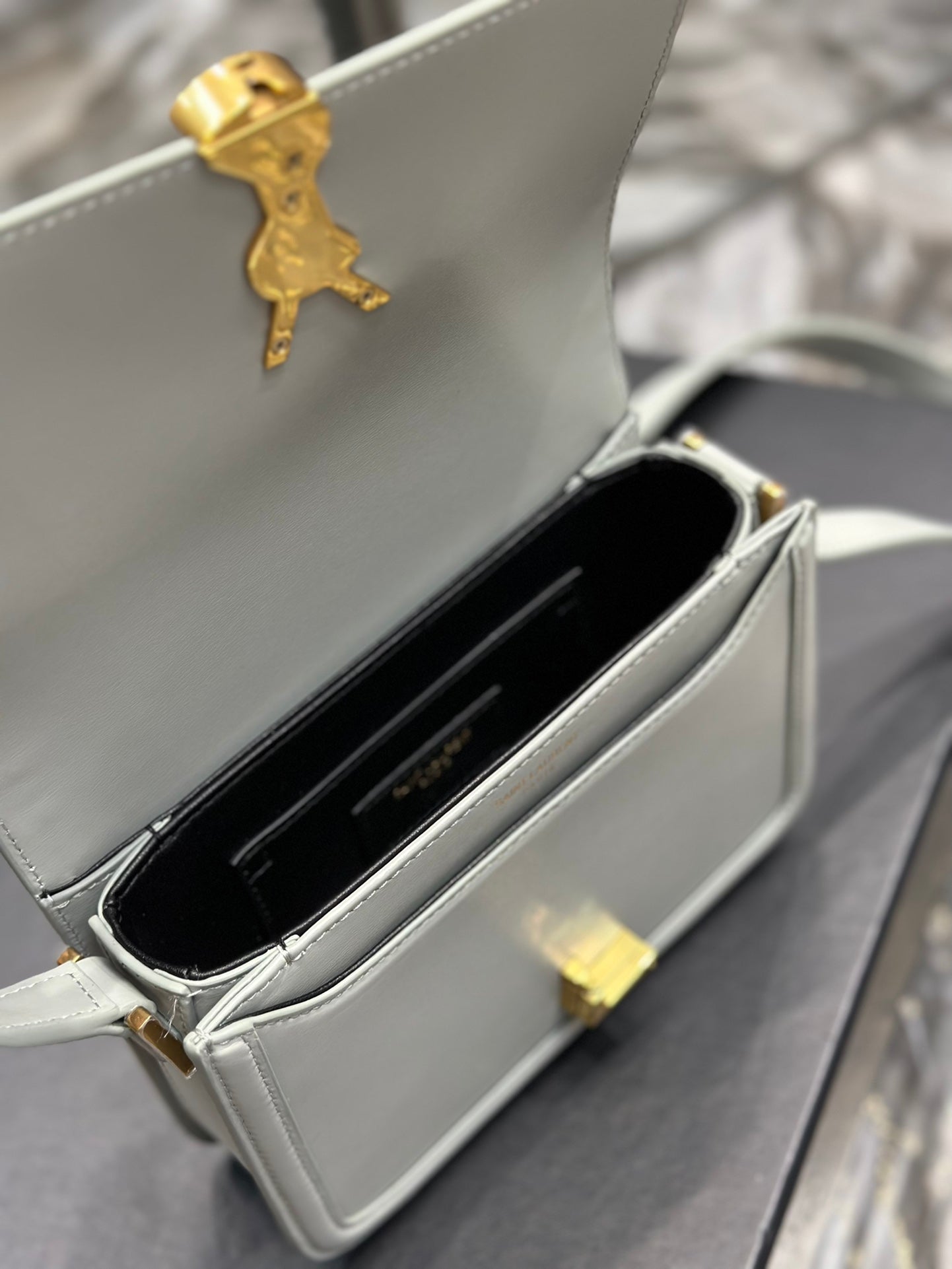 Saint Laurent Solferino Small Shoulder Bag in Box Saint Laurent Leather - Off-White