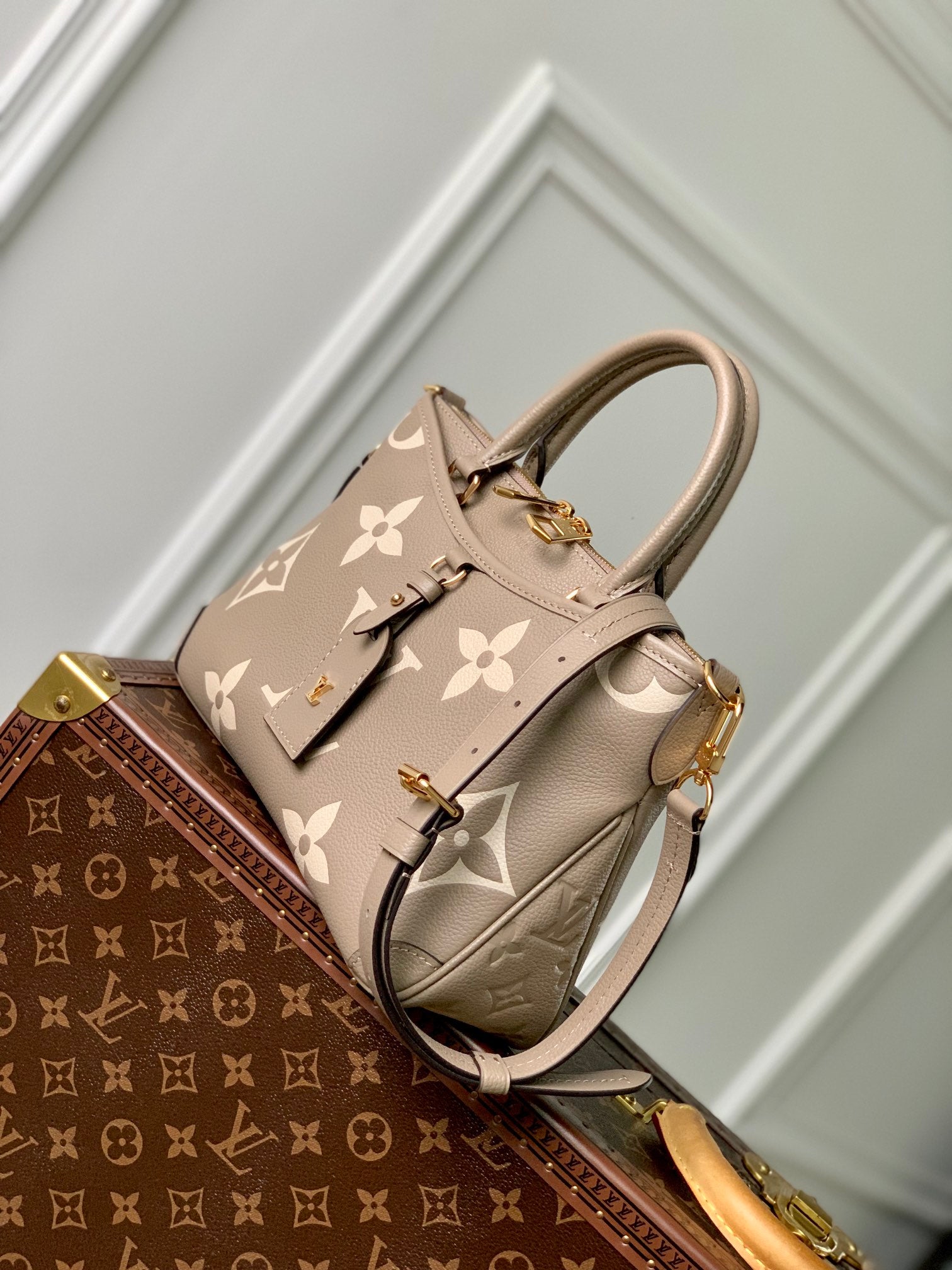 Louis Vuitton Madeleine MM Monogram Empreinte Giant Bicolor Leather Handbag - Turtledove/Cream