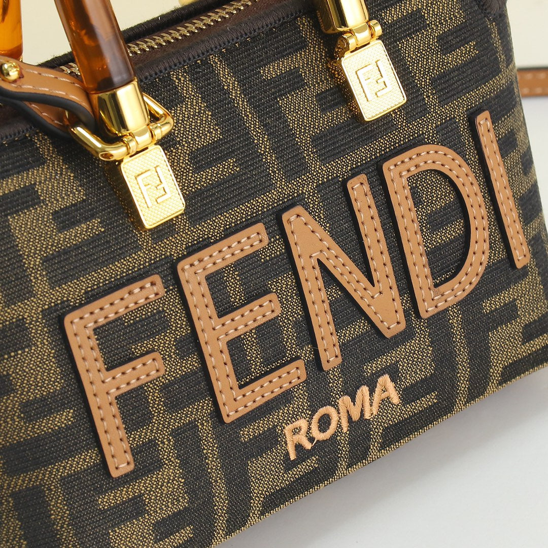 Fendi By The Way Mini FF Fabric Handbag with Plexiglass Handles