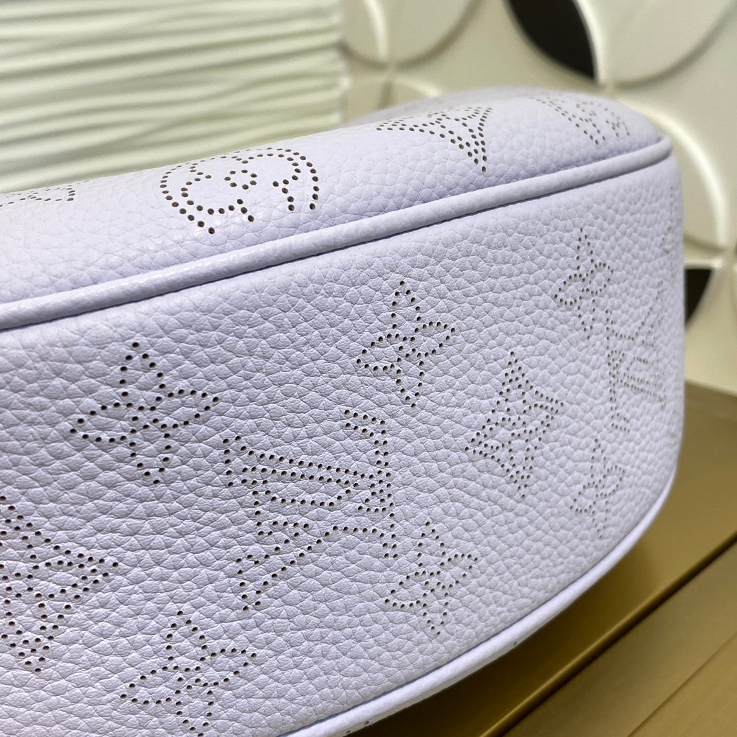 Louis Vuitton Lavender Embossed Crescent Shoulder Bag with Chain and Coin Pouch