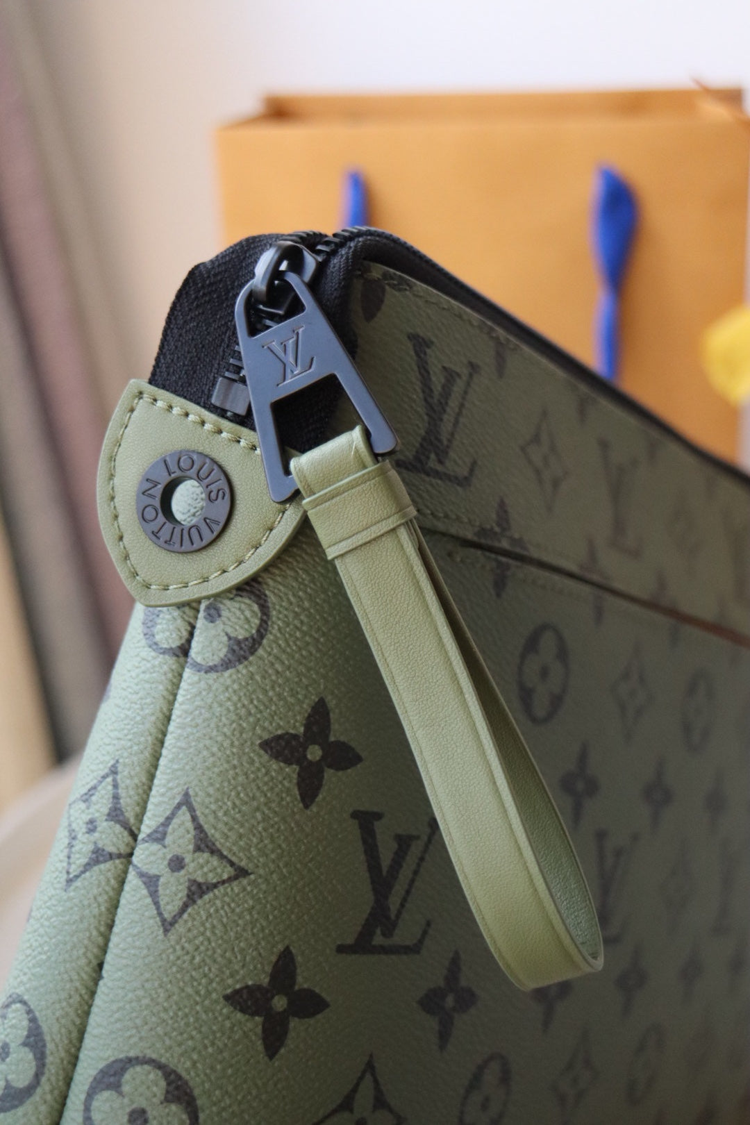 Louis Vuitton Pochette Voyage MM Monogram Canvas Khaki Green Clutch