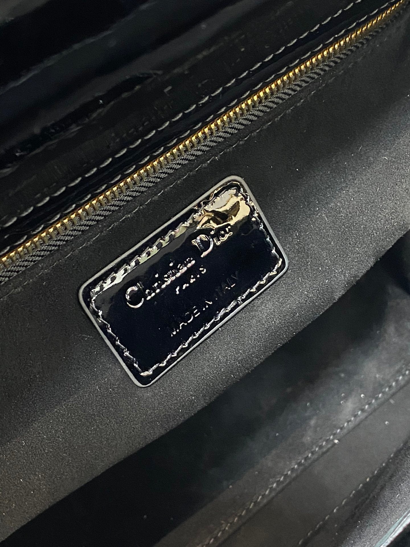 Christian Dior Lady Dior Small Handbag Black Cannage Patent Leather