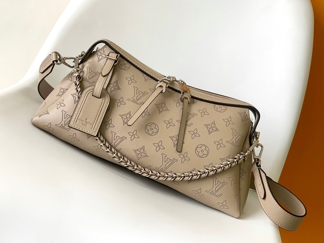 Louis Vuitton Taupe Monogram Embossed Leather Hobo Bag with Chain Strap