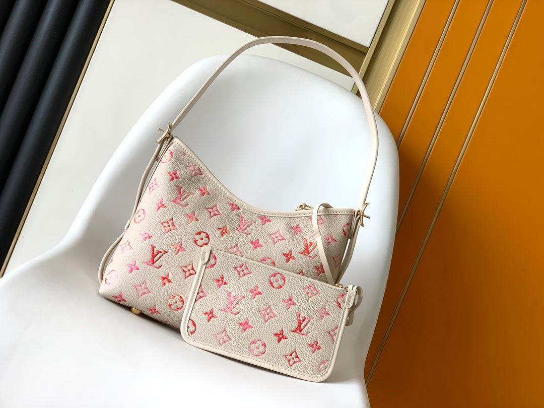 Louis Vuitton Elegant Pastel Pink Monogram Hobo Shoulder Bag for Women