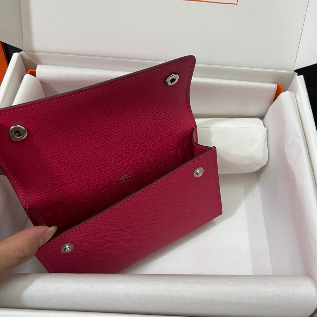 Hermès Click 16 Wallet with Shoulder Strap - Epsom Leather - Pink