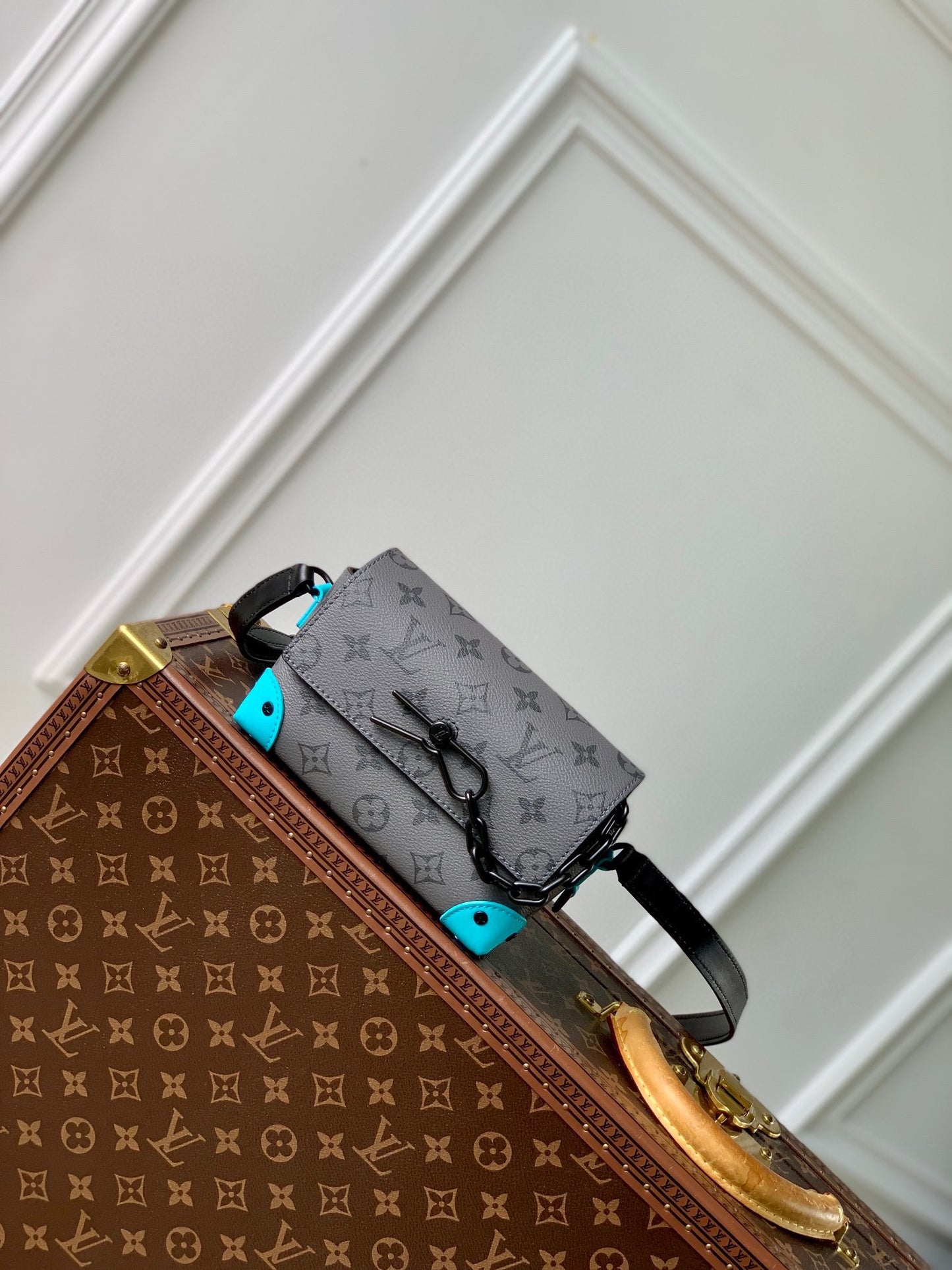 Louis Vuitton Monogram Eclipse Steamer Messenger Bag - Grey/Turquoise