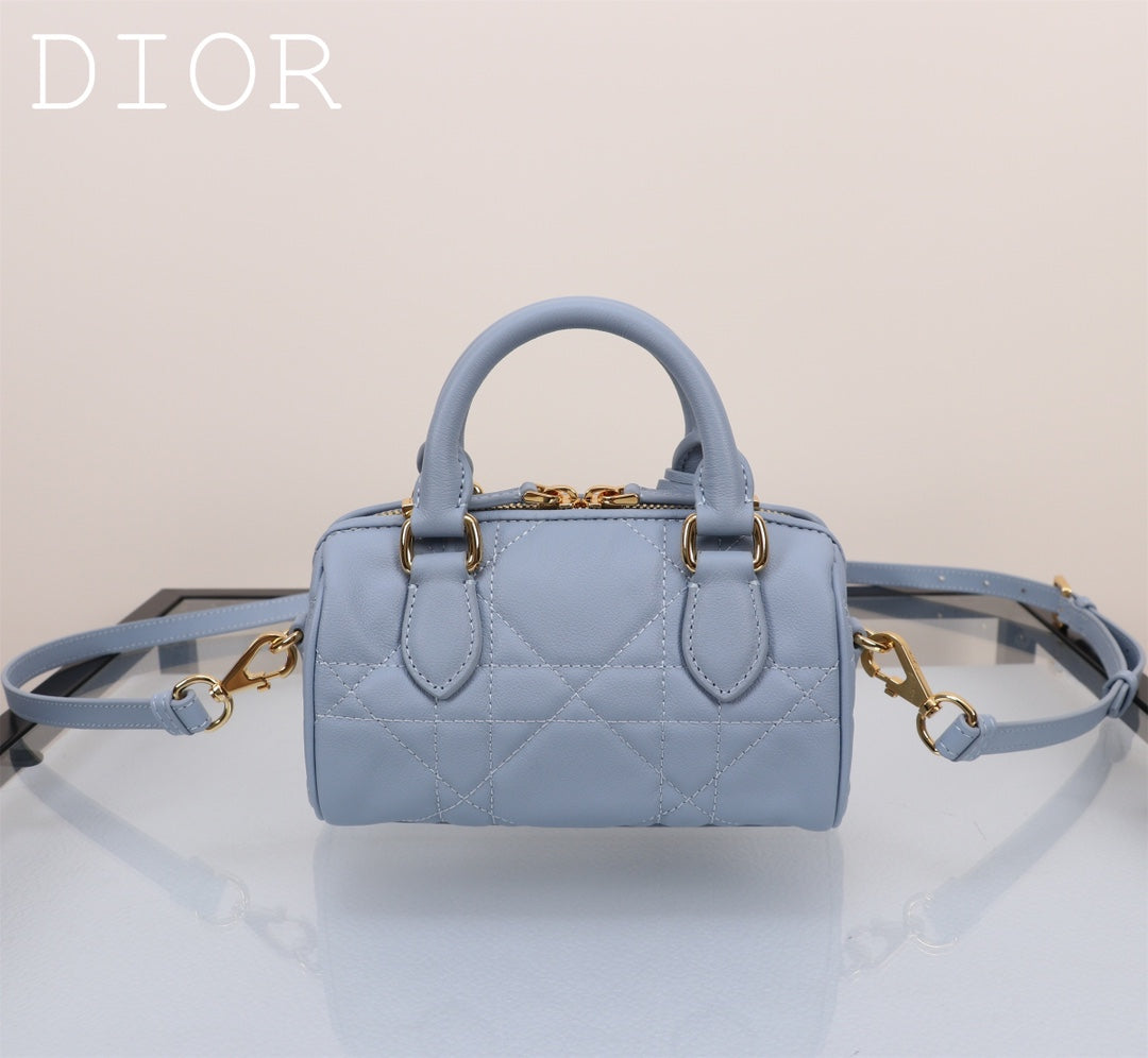 Christian Dior Micro Dior Vibe Bowling Bag - Cloud Blue Cannage Lambskin