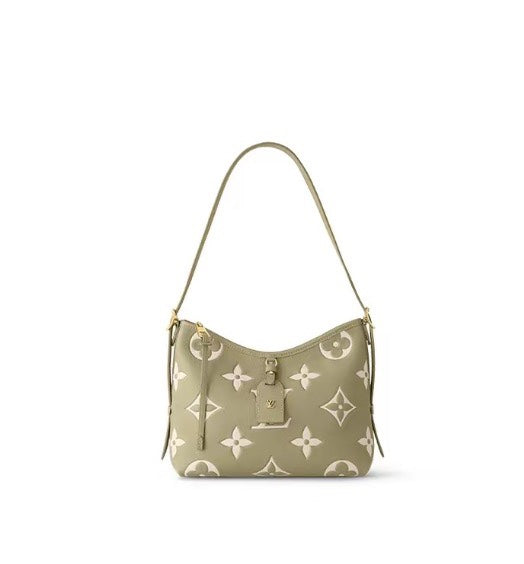Louis Vuitton Carryall PM Monogram Empreinte Leather Shoulder Bag - Olive Green