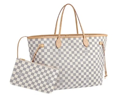Louis Vuitton Neverfull MM Damier Azur Tote Bag with Pouch