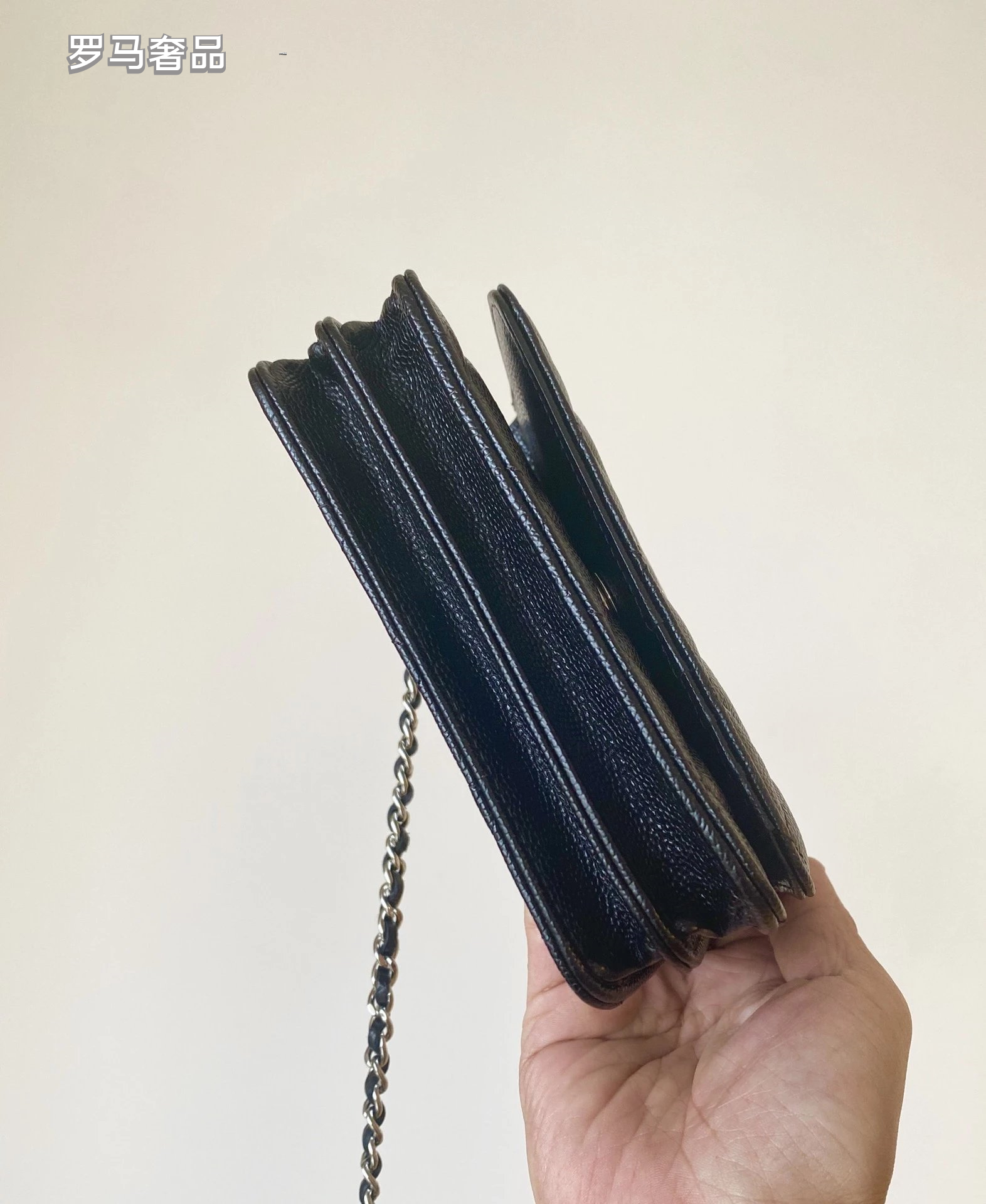 Luxury Quilted Black Leather Mini Crossbody Bag with Silver Chain Strap