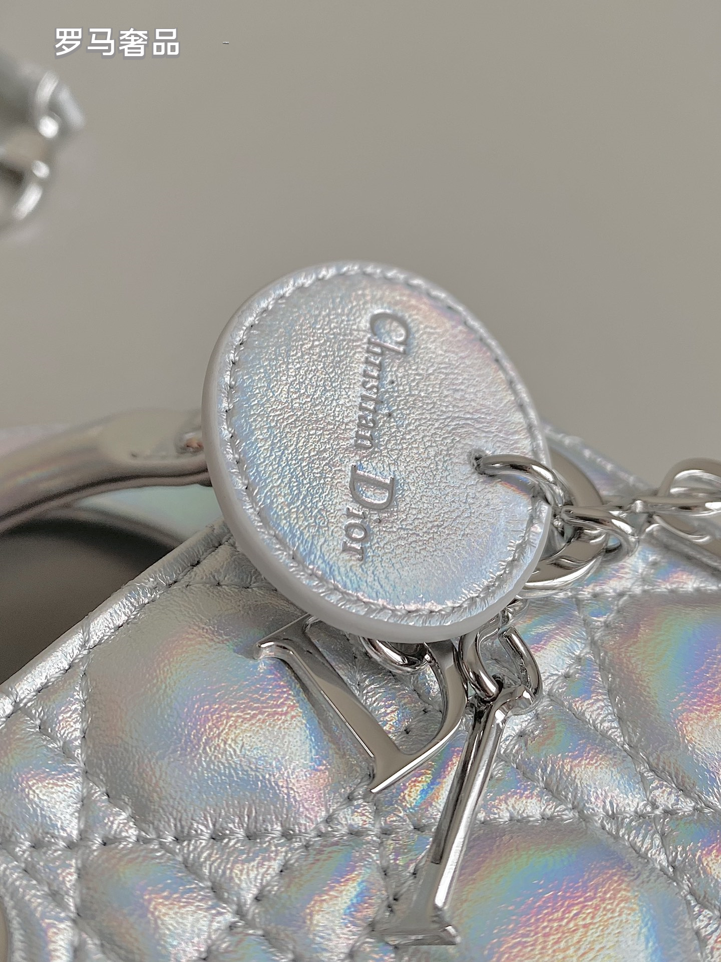 Micro Quilted Top-Handle Bag with Detachable Shoulder Strap - Silver